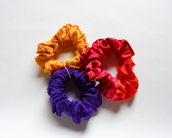 Stephany Set Of 3 Silk Scrunchies - Republic of Mode